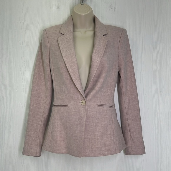 H&M - Fitted Soft Pink 1 Button Lined Long Sleeve Blazer Size XXS - Picture 3 of 12